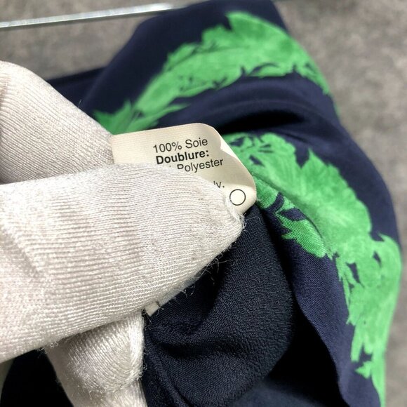 J. crew Silk Mini Skirt Size 2 Pleated Blue Green Stripe Floral - Picture 7 of 8